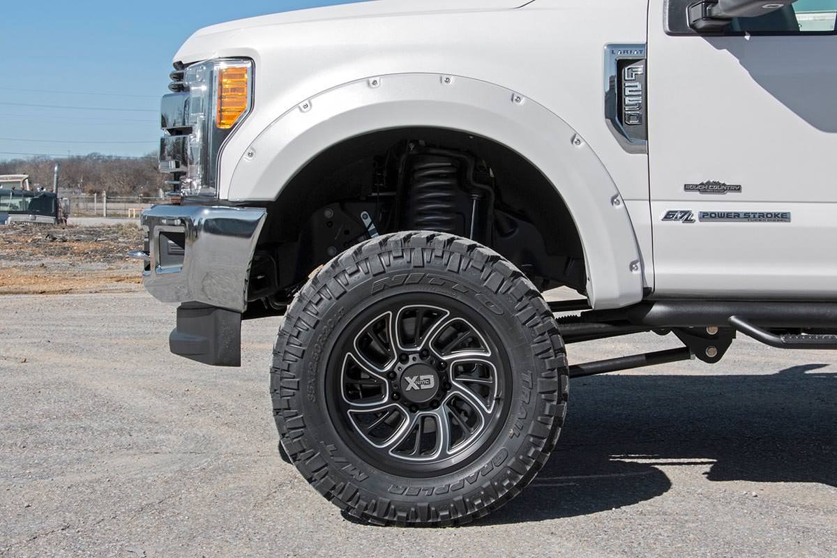 Ford F-250 Super Duty Fender Flares - Rough Country - Pocket - Flat Black - '17-'22